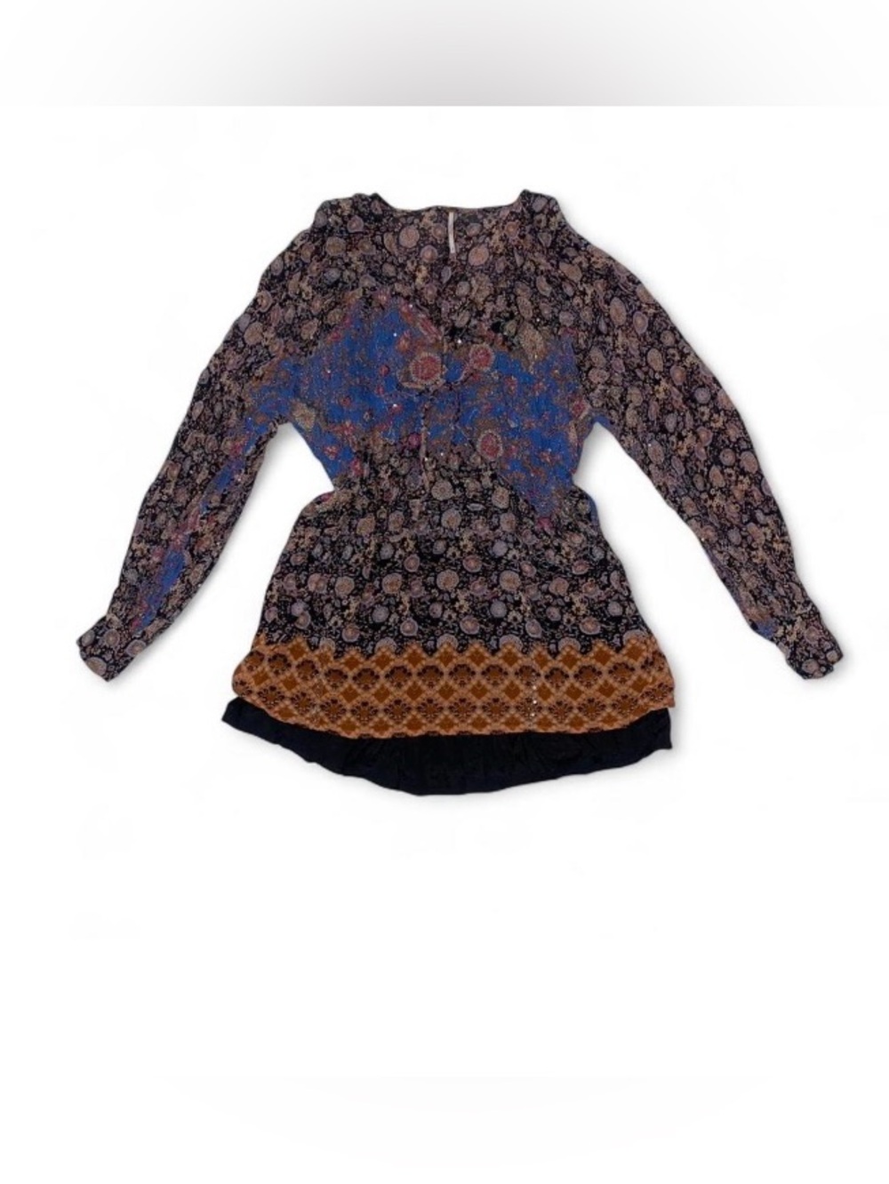 Free People Big Dipper Flowy Patchwork Mini Dress/Tunic Sz S/P